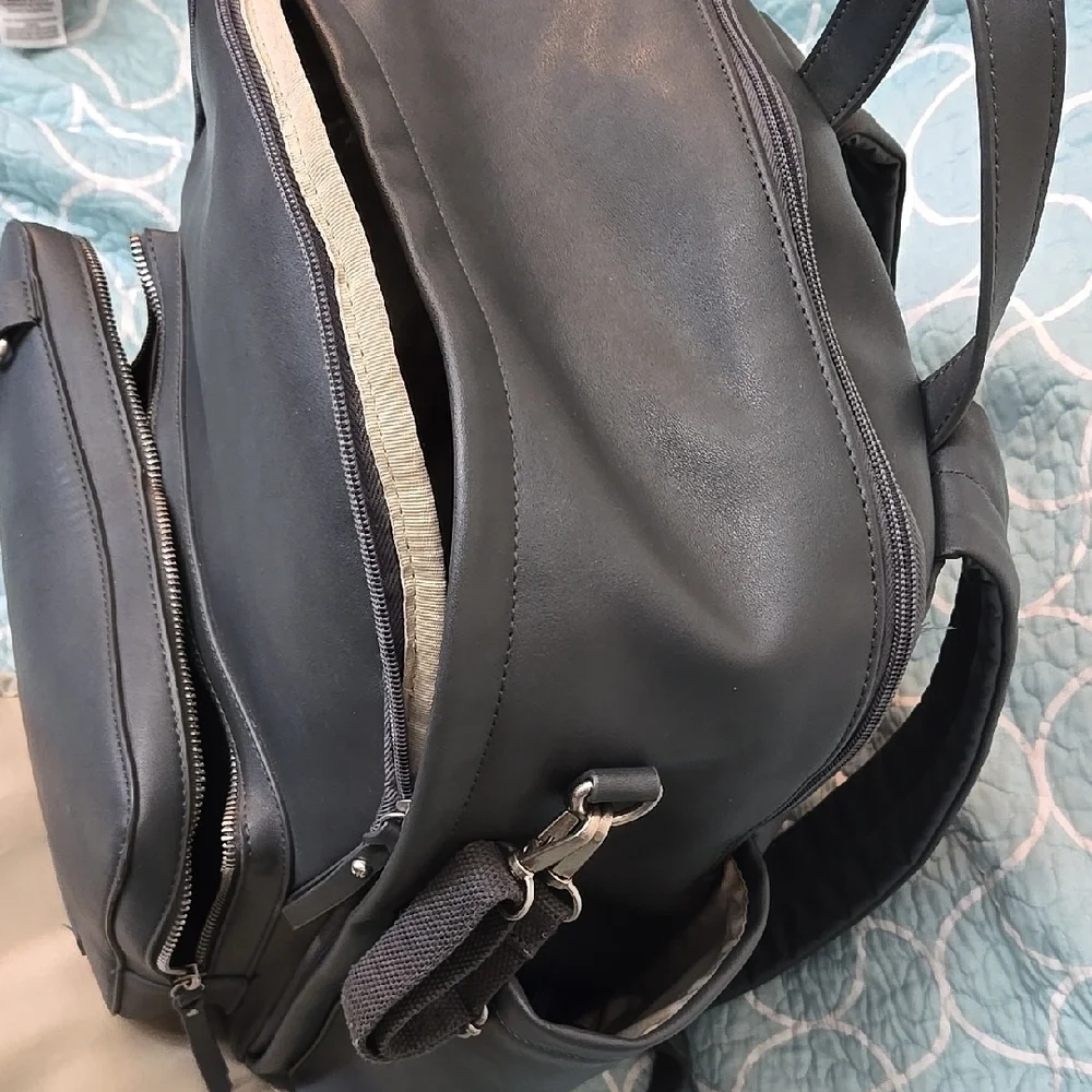 Stylish Black Leather Backpack
